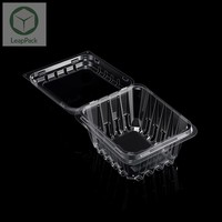 Voedselveilige recyclebare 250 gram plastic punnets PET verpakking voor blauwe bessen en frambozen met reliëfdruk en handvat voor groenten