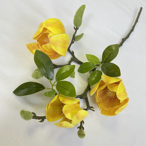 Magnolia corta con 3 flores, flores artificiales, planta para decoración de bodas, cumpleaños, hogar, impresa en 3D - Product Image 4