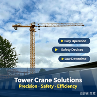 Grue à tour 6T sans cabine à plateau plat, nouvelle génération, avec moteur électrique à ascension interne, cabine mobile à câble métallique QTZ85-HS5510P