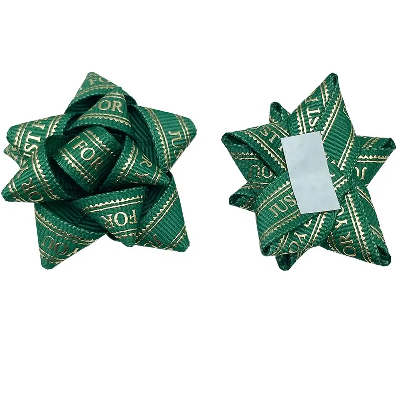 E-Magic personalizzato nastro stella verde fiocco doppio lato raso con stile floreale per confezioni regalo E decorazioni