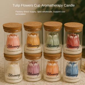 Vela Aromática Artesanal <span class=keywords><strong>de</strong></span> Cera <span class=keywords><strong>de</strong></span> <span class=keywords><strong>Soja</strong></span> en Forma <span class=keywords><strong>de</strong></span> Capullo <span class=keywords><strong>de</strong></span> Tulipán, Flores en Vaso <span class=keywords><strong>de</strong></span> Vidrio, Decoración del Hogar, Regalo <span class=keywords><strong>de</strong></span> San Valentín, Navidad - Product Image 2