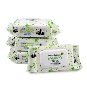 Custom Logo Packaging Eco Friendly Organic 100% Cotton Biodegradable 80 Pieces Hand Face Tissue Baby Wet Wipes