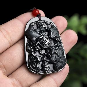 Pendentif crapaud en jadéite noire naturelle authentique, pendentif pour homme, vente en gros de jade, design original C236 - Product Image 4