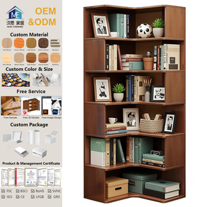 Solid Walnut <strong>Wood</strong> Detachable Design Bookshelf Organizer Large Open Bookcase Display <strong>Shelf</strong> Rack For Living Room &amp; Home Office - Product Image 1