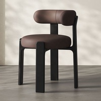 Chaise de salle à manger en bois massif de style nordique, luxe léger, avec revêtement en cuir, design moderne pour la maison, le restaurant, l'hôtel