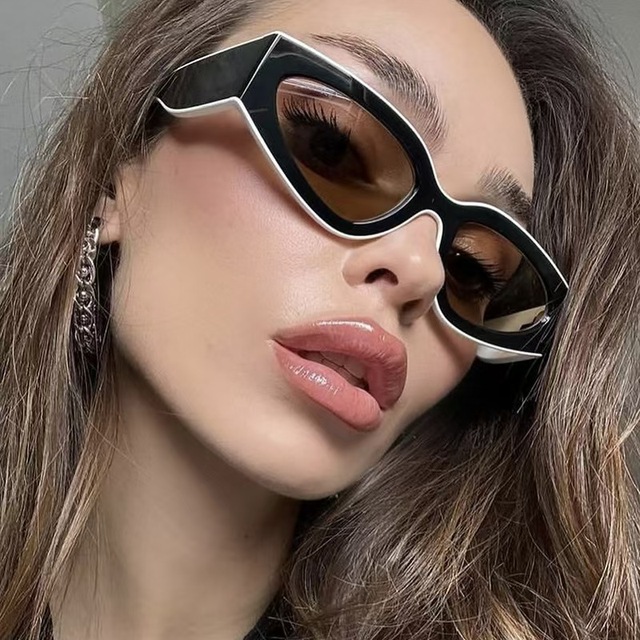 Fashion Trend Sexy Cat Eye Sunglasses for Women2025 New Trendy Big Frame Sun Glasses Female Black White Shades Vintage Eyewear