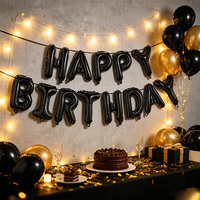 Kit de ballons en feuille d'aluminium pour bannière Joyeux Anniversaire avec lettres de l'alphabet, ballons Mylar de 16 pouces pour la décoration de fond de fête, comprenant une paille et du ruban adhésif