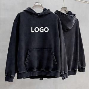 เสื้อฮู้ดดี้โอเวอร์ไซส์ผู้ชาย สีพื้น ผ้าฝ้ายเฟรนช์เทอร์รี่ ระบายอากาศได้ดี สวมใส่สบายๆ ในฤดูใบไม้ร่วง ดีไซน์โลโก้ด้านหน้า - Product Image 1