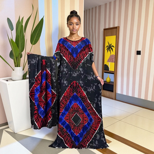 Abito lungo in cotone con design Kitenge africano stampato a maniche corte di nuova moda 2024 - Product Image 2