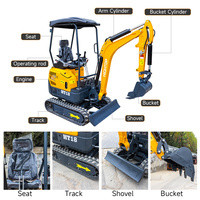 Mini-excavatrice de marque réputée Hightop, 1800 kg, 18,4 kW, mini-pelle, mini-excavatrice à chenilles de 1,8 tonne pour l'agriculture