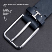 Ceinture en cuir véritable GUGETI avec logo métallique personnalisé, boucle en alliage, style décontracté et professionnel, respirante, durable, classique et vintage