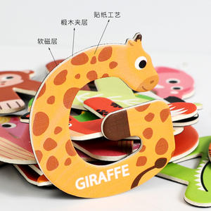 Juego de Rompecabezas Educativo para Niños, Bloques de Letras y Números Coloridos, Tarjetas de Emparejamiento, Adhesivos Cognitivos para Refrigerador, Juguetes de Madera para Niños - Product Image 5