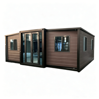 Maison conteneur extensible à construction rapide avec finition bois, étanche et isolée, maison conteneur pliable pour séjours ruraux