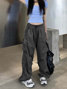 <span class=keywords><strong>Pantalon</strong></span> Cargo Décontracté <span class=keywords><strong>Femme</strong></span> Style Streetwear à Cordon de Serrage Ample Jambes Larges Droit Mode Oversize Jogging - Product Image 6