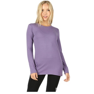 Womens <b>T</b> <b>Shirt</b> Crew Neck Long Sleeve Cotton Stretch Top for Women Blank Ladies <b>T</b> <b>Shirts</b> Long Sleeve with Custom Printing Service - Product Image 1