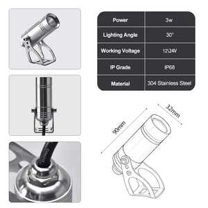 Projecteurs de <span class=keywords><strong>piscine</strong></span> extérieurs submersibles IP68 3W, mini projecteurs en acier inoxydable 304/316, contrôle DMX, projecteur à intensité variable, petits projecteurs - Product Image 4