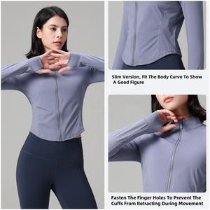 Chaqueta Deportiva de Yoga para Mujer, Cortavientos, Manga Larga, con Orificios para Pulgares, Cierre, Ligera, Transpirable, para Correr - Product Image 4