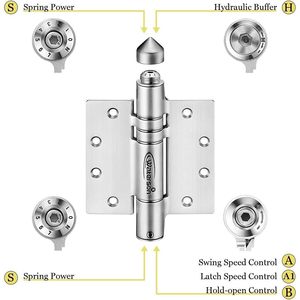 Charnières de portail à fermeture automatique Waterson, robustes, 180 degrés, en acier inoxydable noir, montage sur porte K51MP-450-A2 - Product Image 3