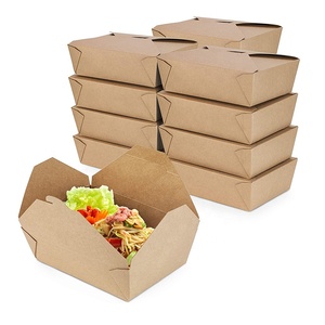 Disposable Storage to Go Packaging 54 oz Kraft Paper Take Out Containers Lunch Meal Food Boxes compostable takeaway paper box