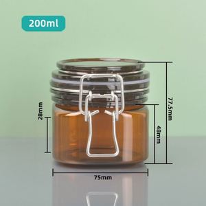 Pot carré en PET ambré de 200 ml pour crème amincissante, crème de massage, masque de boue – Emballage scellé en plastique avec bouton-poussoir - Product Image 3
