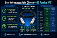 Kabel DAC QSFP-DD ke QSFP 400G untuk Server NIC Storage Array Rack to Rack Switch Uplink Koneksi Tembaga Pasif