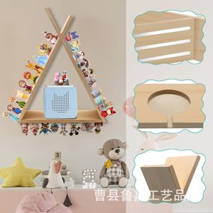 Wooden Doll Display Rack Triangle Magnetic Figurine Storage <b>Wall</b> <b>Mounted</b> <b>Shelf</b> For Kids Birthday Decor - Product Image 4
