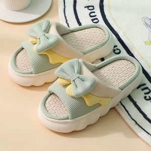 New Material TPR Sole Slippers for Women New Styles Falx Shoe Upper Bow Slippers for Women With High Material - Product Image 2