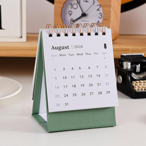 Mini calendrier <span class=keywords><strong>de</strong></span> bureau 2026-2027, mensuel, reliure spirale, papier épais 250 g/m², couverture en cuir/PVC, logo et design personnalisables - Product Image 5