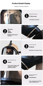 หน้ากากซิลิโคนป้องกันสารเคมีแบบเต็มหน้า ใช้ซ้ำได้ พร้อมแผ่นบังหน้า PC และวาล์วระบายอากาศ สำหรับกรองไอระเหยสารอินทรีย์ - Product Image 5