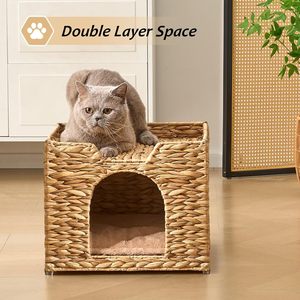 Coussin pour chat tissé à la main, carré, double couche, respirant, en fausse fourrure - Product Image 1