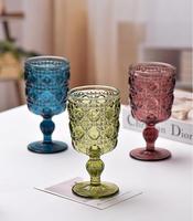 Vente en gros de verrerie en cristal coloré de haute qualité, gobelet à vin classique violet/vert/bleu 265/310 ml, utilisation décorative pour les hôtels Kaly's