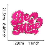 Gros Big Pink Be mine Love XOXO Coeur Fer sur Chenille Écussons Saint Valentin Cadeau pour Femme Fille Sac de Vêtements