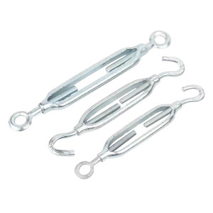 Tensor de cuerda de alambre galvanizado de cuerpo abierto M10 10mm métrico, tipo gancho y ojo de acero al carbono zincado - Product Image 1