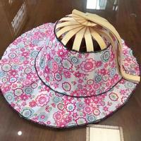 Sombrero de Bambú Plegable con Estampado Floral, Fácil de Llevar, para Viajes, Protección Solar