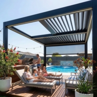 Pergola en aluminium imperméable personnalisée avec système de toit rétractable pour terrasse extérieure et restaurant commercial, gazebo en aluminium