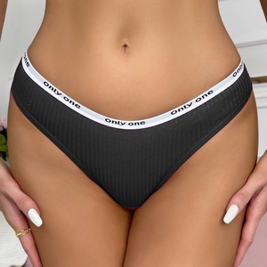 Mutandine da donna Plus Size alla moda in <span class=keywords><strong>cotone</strong></span> con Logo in vita nero <span class=keywords><strong>bianco</strong></span> <span class=keywords><strong>perizoma</strong></span> e <span class=keywords><strong>perizoma</strong></span> con motivo solido - Product Image 4