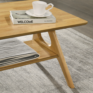 Table basse en bois Arona de style moderne du milieu du siècle avec étagère de rangement, largeur 48 pouces, meubles de salon - Product Image 4