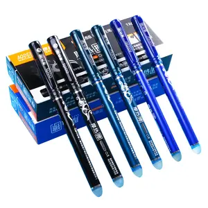 CHXN 0.5 Black and Blue Erasable Gel Handwriting Pen Friction Rubber Plastic Office Supply for Students