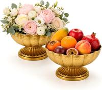 Plateau à fruits vintage doré, pot de fleurs doré, centre de table de banquet, vase en fer forgé, arrangement floral pour événement ou fête