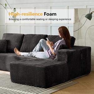 Miễn phí vận chuyển Có sẵn Bộ bàn ghế phòng khách hiện đại Sofa góc đa năng có thể chuyển đổi thành giường Sofa ghép rời Bán buôn Mút ép - Product Image 5