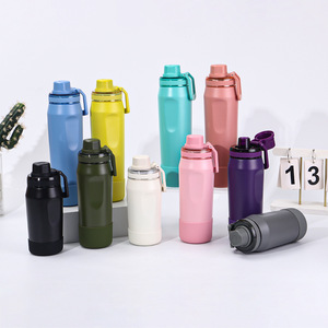 Bouteille d'eau de voyage personnalisée sans BPA, 350 ml, 650 ml, 800 ml, à double paroi, en acier inoxydable 304, isolée sous vide, avec fond en silicone - Product Image 1