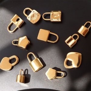 Cheap and Fine OEM Variation Fashion Designer Stainless Steel Gold Plated Heart <b>Padlock</b> Blank Pendant Charms Jewelry - Product Image 4