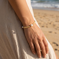 Bracelet Chic pour Femme en Verre Facetté Multicolore, Zircon et Perle d'Eau Douce, Améthyste – Idéal pour Tenue Quotidienne Décontractée