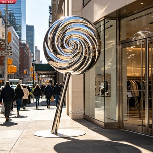 YOUFINE Escultura Gigante de Piruleta en Espiral de Acero Inoxidable Pulido Espejo, Estatua de Arte <span class=keywords><strong>Pop</strong></span> de Caramelo para Centros Comerciales y Calles - Product Image 2