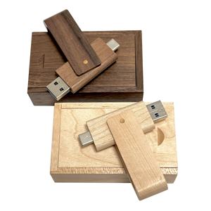 Pendrive Giratorio Tipo-C de Madera al por Mayor, Memoria USB 3.0 de 32GB de Madera de Nogal, Unidad Flash USB de 64GB de Madera de Bambú - Product Image 6