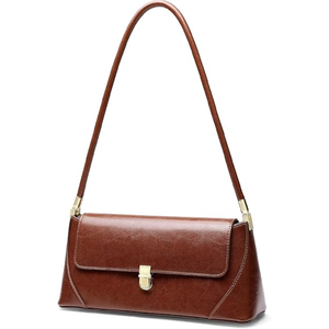 Sac à bandoulière en cuir véritable noir avec fermeture à fermoir doré, design minimaliste, sangle unique, utilisation toutes saisons - Product Image 4