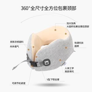 Almohada de Viaje en Forma de U de Espuma Viscoelástica Gris con Amarillo, Soporte Portátil para el Cuello para Avión, Oficina y Siesta - Product Image 4