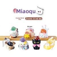 Vente en gros : Boîte mystère en résine Kawaii Chat Cristal, Pierre de guérison DIY, Figurine de collection personnalisable, Décoration de bureau