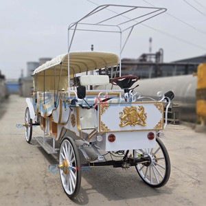 Charrette de tourisme sans chevaux personnalisée, blanche haut de gamme, disponible en couleurs sur mesure, pour mariages et visites touristiques - Product Image 4