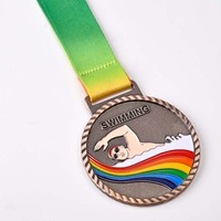 Trophées, médailles et plaques sportives personnalisées en métal argenté et laiton avec logo gravé et design 3D pour la natation, la boxe et le football